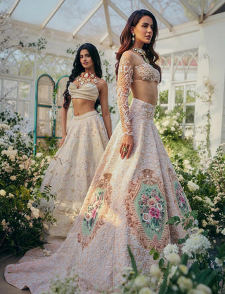 Lehenga Set for Indian Weddings – Beige Jardin De Soie by Rianta's