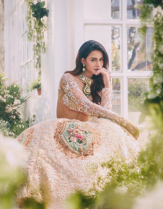 Lehenga Set for Indian Weddings – Beige Jardin De Soie by Rianta's