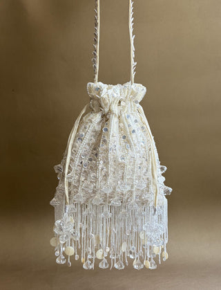 Potli Bag Wedding Wear - White Pataka Potli Bag by Plode