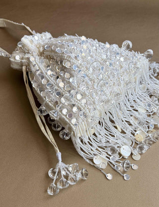 Potli Bag Wedding Wear - White Pataka Potli Bag by Plode