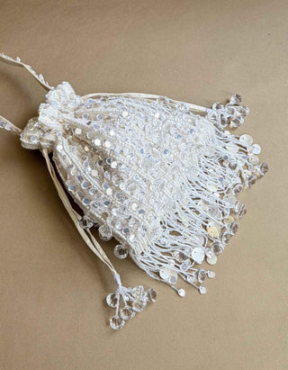 Potli Bag Wedding Wear - White Pataka Potli Bag by Plode