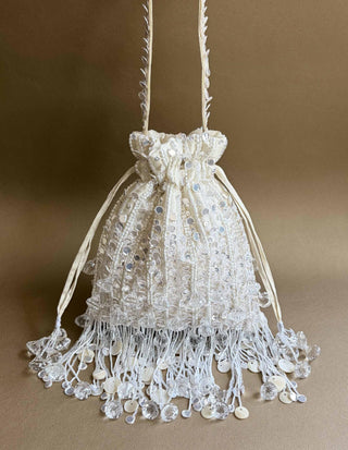 Potli Bag Wedding Wear - White Pataka Potli Bag by Plode