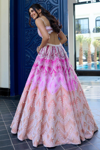 Multicolor ombré jasmine moonlight lehenga set