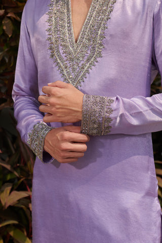 Purple silk hitch kurta set