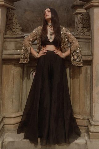 Black front row icon jacket with sharara