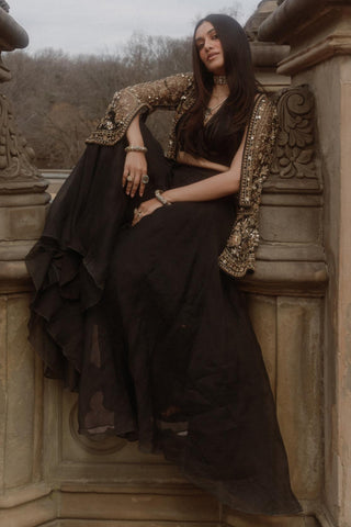 Black front row icon jacket with sharara