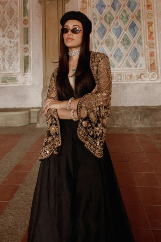 Black front row icon jacket with sharara