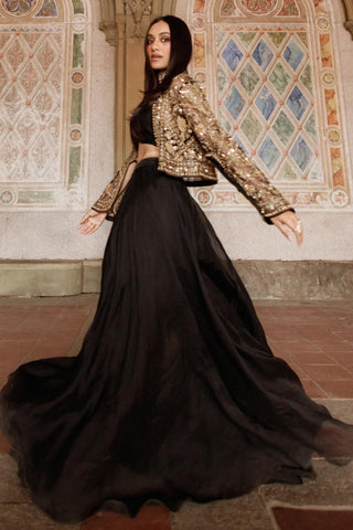 Black front row icon jacket with sharara