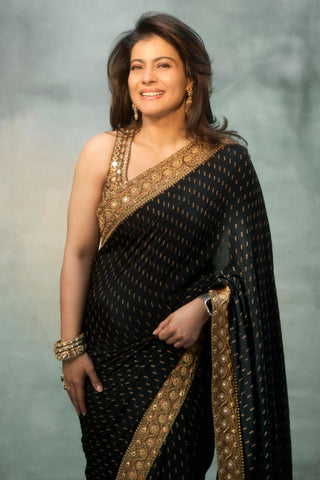 Organza Saree for Indian Weddings – Black Gold Chandini by Itrh