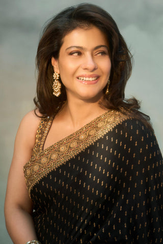 Organza Saree for Indian Weddings – Black Gold Chandini by Itrh