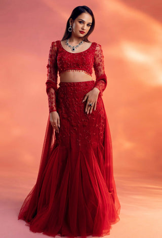 Eden red lehenga set