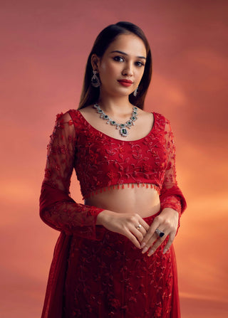 Eden red lehenga set