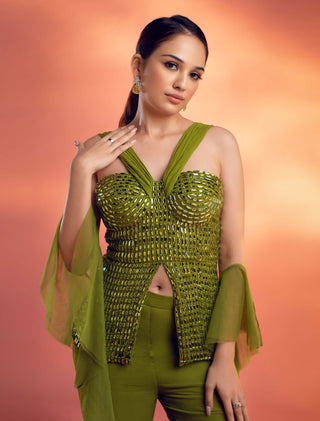 Thea green embellished sharara set