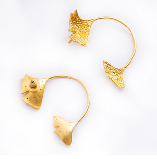 Earring Contemporary Wear - Gold Gingko Double Leaf by Putstyle