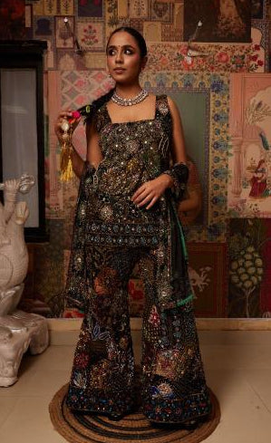 Kurta Set Festive Wear - Black Khwaab Kurta Set by Banjara Trail