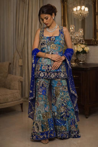 Kurta Set Heritage Wear - Blue Khwaab Kurta Set by Banjara Trail