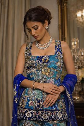 Kurta Set Heritage Wear - Blue Khwaab Kurta Set by Banjara Trail