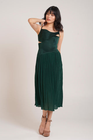 Green Chaya Koru Cutout Dress – Evening Soiree Cutout Dress by Advait