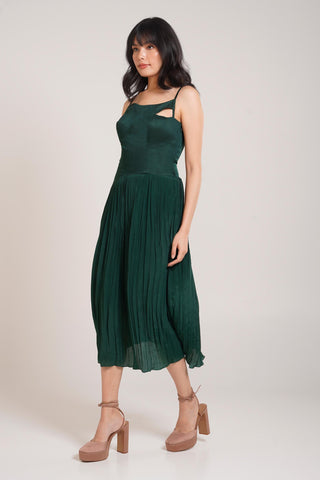Green Chaya Koru Cutout Dress – Evening Soiree Cutout Dress by Advait
