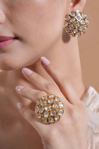 Cocktail Ring for Indian Weddings – White Kundan by Amraani