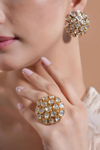 Cocktail Ring for Indian Weddings – White Kundan by Amraani