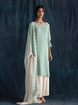 Mint and ivory kurta and palazzo set