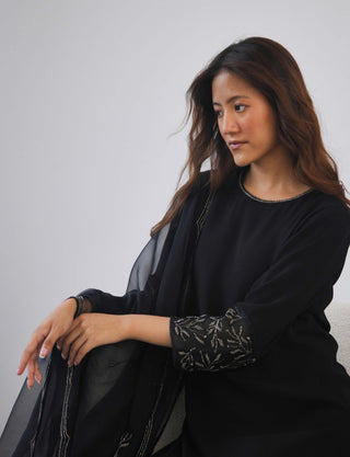 Midnight black georgette kurta set