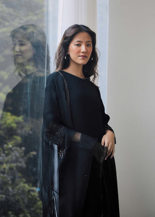 Midnight black georgette kurta set