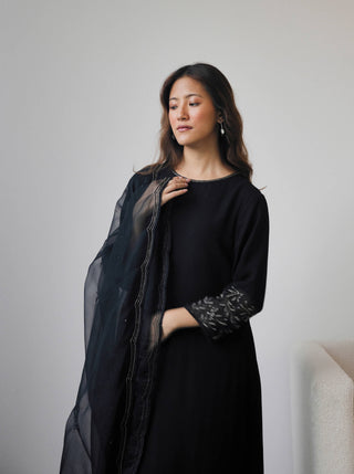 Midnight black georgette kurta set