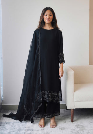Midnight black georgette kurta set