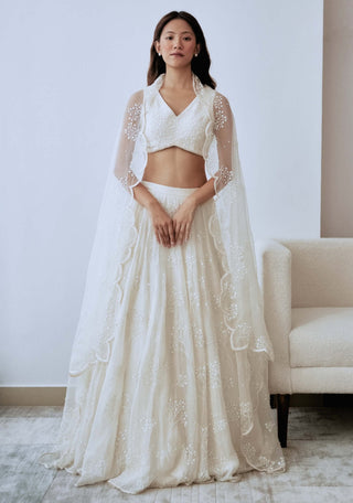 Ivory frosted sequins lehenga set