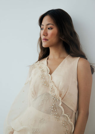 Pearled sand sharara set