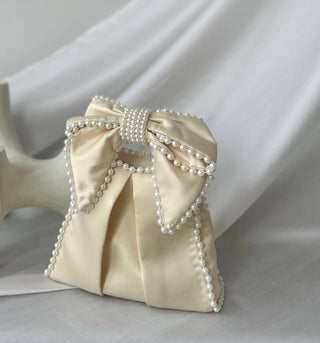 Ivory satin bow bag