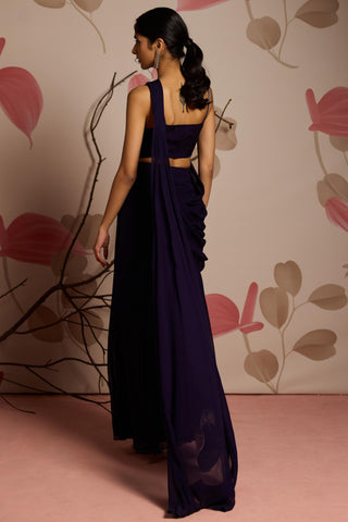 Blue lavender under bloom concept saree