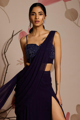 Blue lavender under bloom concept saree