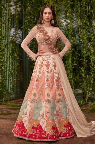 Lehenga Set for Indian Wedding - Ivory Chardi Kala Rangrez Lehenga Set by Jigar and Nikita at Mrs. G