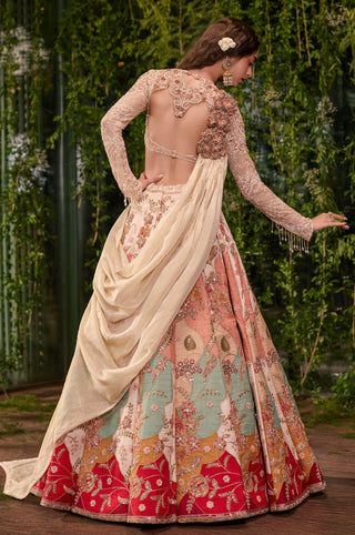 Lehenga Set for Indian Wedding - Ivory Chardi Kala Rangrez Lehenga Set by Jigar and Nikita at Mrs. G