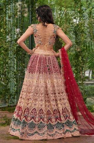 Lehenga Set for Indian Wedding - Beige Chardi Kala Padma Lehenga Set by Jigar and Nikita at Mrs. G