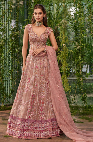 Lehenga Set for Indian Wedding - Pink Chardi Kala Mayurika Lehenga Set by Jigar and Nikita at Mrs. G