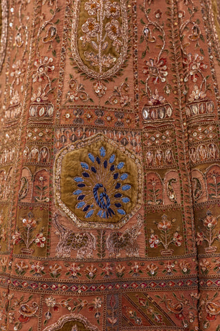 Lehenga Set for Indian Wedding - Brown Chardi Kala Mayur Mukut Lehenga Set by Jigar and Nikita at Mrs. G