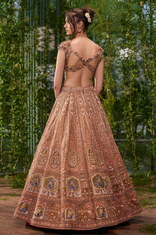 Lehenga Set for Indian Wedding - Brown Chardi Kala Mayur Mukut Lehenga Set by Jigar and Nikita at Mrs. G