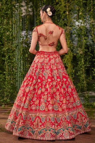 Lehenga Set for Indian Wedding - Red Chardi Kala Kanan Lehenga Set by Jigar and Nikita at Mrs. G