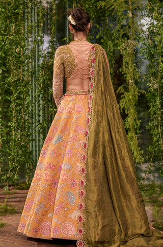 Lehenga Set for Indian Wedding - Gold Chardi Kala Pushp Raga Lehenga Set by Jigar and Nikita at Mrs. G