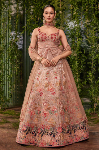 Lehenga Set for Indian Wedding - Beige Chardi Kala Pankhuri Lehenga Set by Jigar and Nikita at Mrs. G