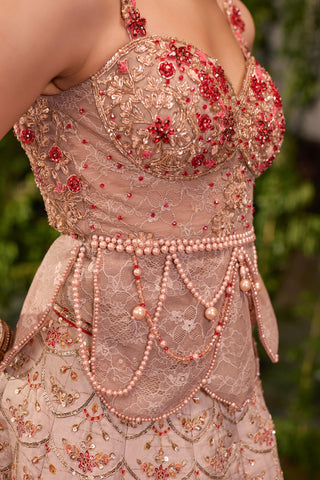 Lehenga Set for Indian Wedding - Beige Chardi Kala Pankhuri Lehenga Set by Jigar and Nikita at Mrs. G