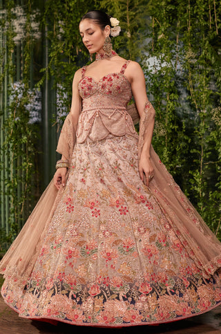Lehenga Set for Indian Wedding - Beige Chardi Kala Pankhuri Lehenga Set by Jigar and Nikita at Mrs. G