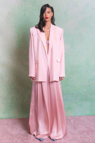 Jacket Set for Indian Wedding - Pink Daisy Silk Jacket Set by The Little Black Bow at Mrs. G