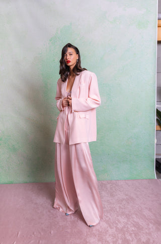 Jacket Set for Indian Wedding - Pink Daisy Silk Jacket Set by The Little Black Bow at Mrs. G