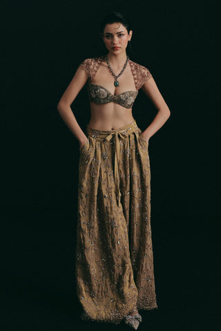 Pant Set for Indian Wedding - Gold Grace Metallic Zardosi by The Little Black Bow