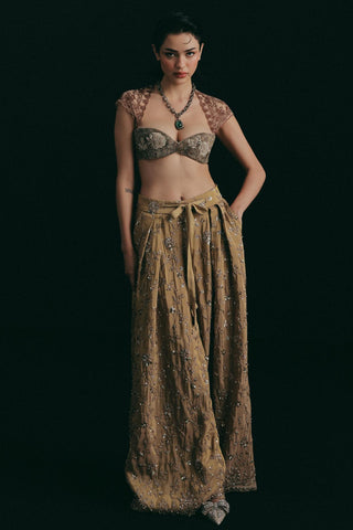 Pant Set for Indian Wedding - Gold Grace Metallic Zardosi by The Little Black Bow